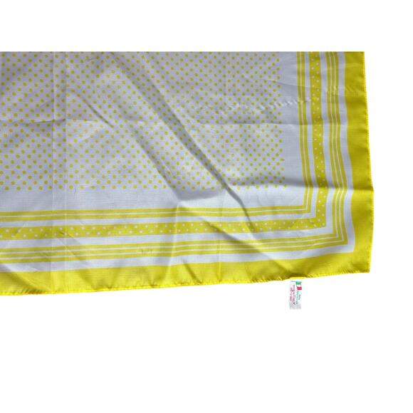 Vintage Scarf- Square- 26x26"- White- Polka Dots- Made in Italy Polyester - Picture 3 of 5